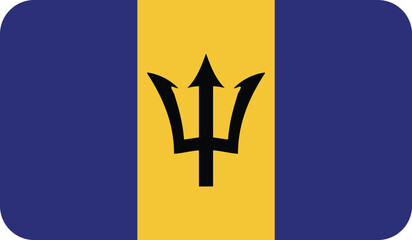Flag of Barbados with rounded edges. National symbol of Barbados. Vector image, flag icon.