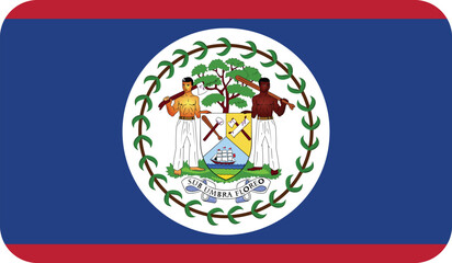 Flag of Belize with rounded edges. National symbol of Belize. Vector image, flag icon.