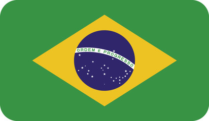 Flag of the Federative Republic of Brazil with rounded edges. National symbol of Brazil. Vector image, flag icon.