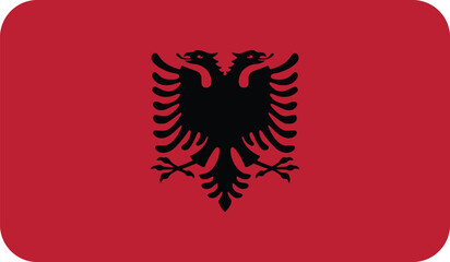 Fototapeta premium Flag of the Republic of Albania with rounded edges. National symbol of Albania. Vector image, flag icon.