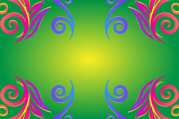 Beautiful colourful flowers and leaf line art pattern of indonesian culture traditional batik 