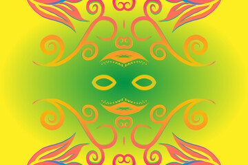 Obraz premium Beautiful colourful flowers and leaf line art pattern of indonesian culture traditional batik 