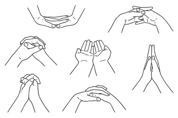 組む手、合わせる手（線画のみ）