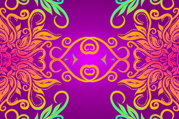 Beautiful colourful flowers and leaf line art pattern of indonesian culture traditional batik 