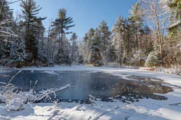 Snowy forest at the winter