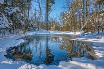 Snowy forest at the winter