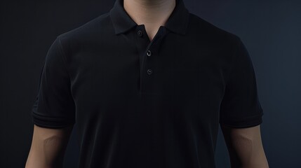 Realistic mockup of male black polo shirt. Generative ai