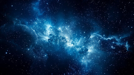 Blue nebula in deep space with stars