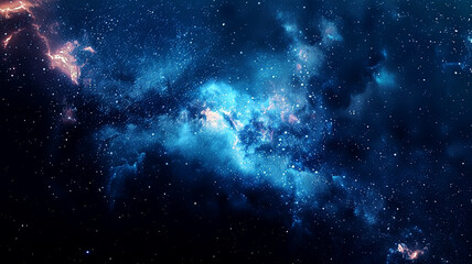 Blue nebula with scattered stars in space