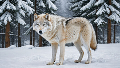 Fototapeta premium Wolf on snow