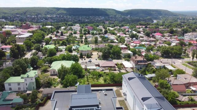 Maykop, Russia. - July 28, 2022: The city of Maykop from a bird's eye view.
