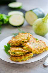 homemade food, fried zucchini pancakes