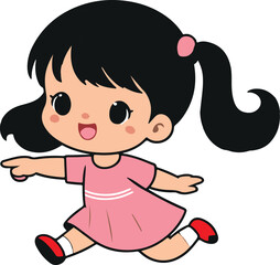 Cartoon cute girl silhouette vector eps