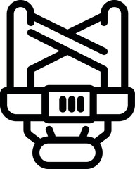 Baby carrier icon, simple style with straps fastening system for carrying a baby