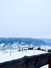 Fototapeta premium Snowy landscape on the mountains