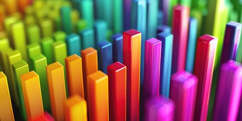 Fototapeta premium Colorful Bar charts. Finance, business, stock market, statistics. Generative Ai