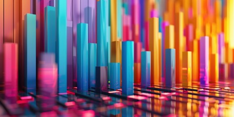 Fototapeta premium Colorful Bar charts. Finance, business, stock market, statistics. Generative Ai