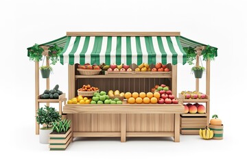 Naklejka premium Flea market concept with fruit store illustration 