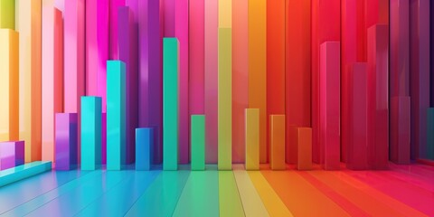 Obraz premium Colorful Bar charts. Finance, business, stock market, statistics. Generative Ai