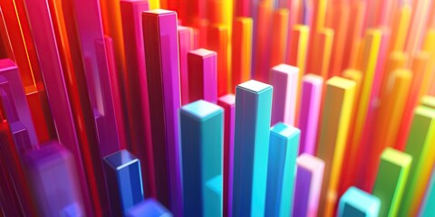 Obraz premium Colorful Bar charts. Finance, business, stock market, statistics. Generative Ai