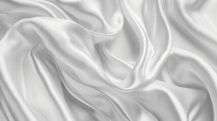 Naklejka premium Closeup of rippled white silk fabric lines. 3d render