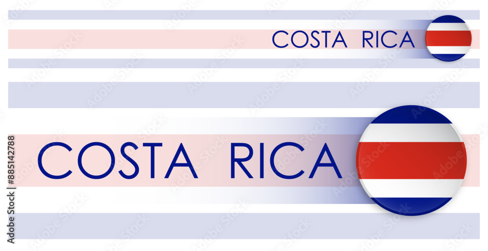 Wall mural costa rica flag horizontal web banner in modern neomorphism style. webpage costa rica country header