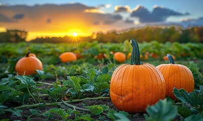 pumpkin patch in autumn