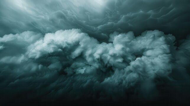 An ominous and heavy formation of dark storm clouds building up in the sky, indicating the onset of severe weather and creating a sense of foreboding and dramatic tension.