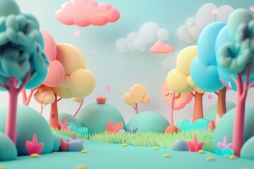 Cute forest background cartoon tranquility creativity.
