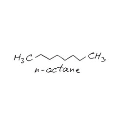 Fototapeta premium n-actane molecule formula. Hand drawn imitation of n-actane structural model