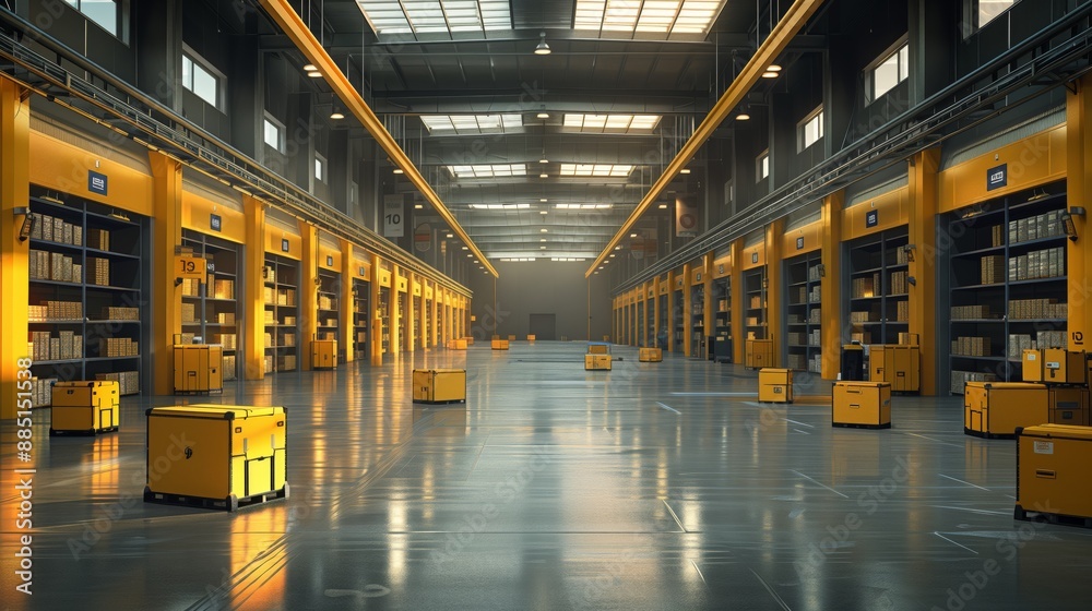 Aufkleber automated logistics warehouse with robots. modern warehouse equipped with automated robots for effic