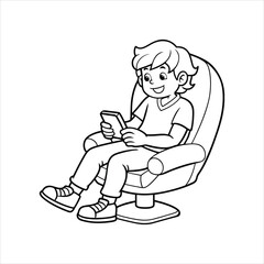 A boy gaming chair setting in playing game vector