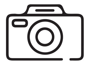 camera vector illustration. good for camera icon, photography, or videography industry. simple line art flat with grey color style Pro Vector