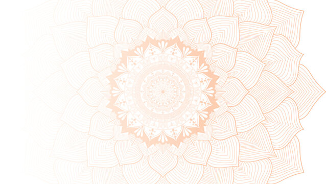 Round mandala on colorfull gradient background. Translucent mesh pattern in the form of a mandala. Mandala with floral patterns. Pastel Yoga template. Gradient background with round mandala. Bg, FG