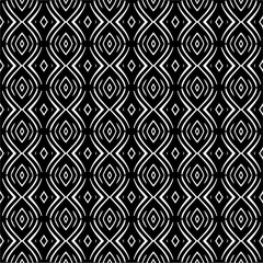 Abstract black figures on a whire background. Seamless texture for fashion, textile design,  on wall paper, wrapping paper, fabrics and home decor. Simple repeat pattern.