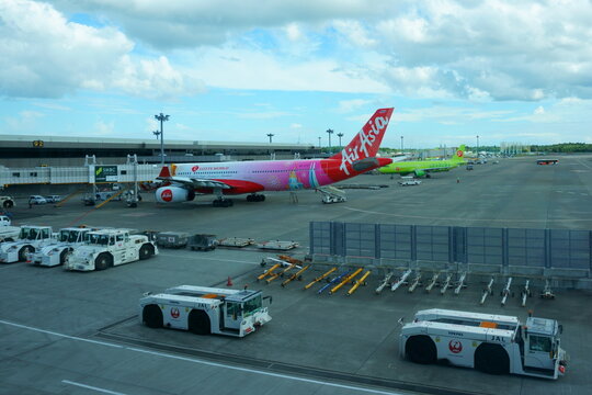 JAPAN - september 09 2018: Flight Arrival NARITA INTERNATIONAL AIRPORT (NRT)