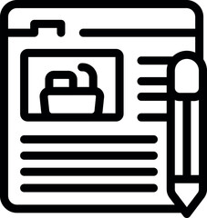 Black outline icon of a travel blog article about a cruise ship