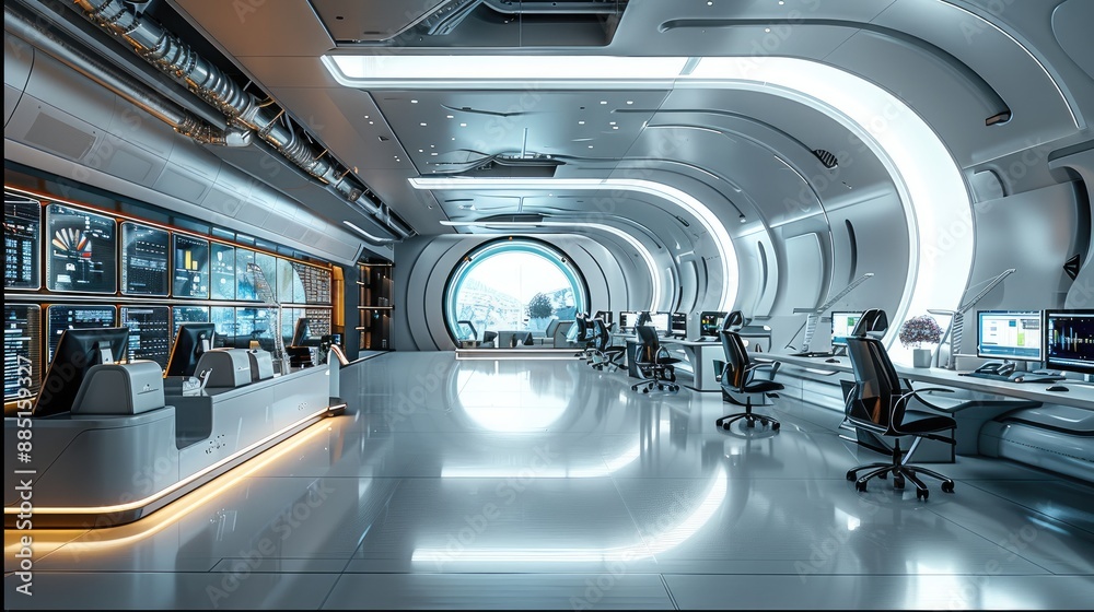 Leinwandbilder a sleek it department with high-tech workstations, cable management systems, and a futuristic design