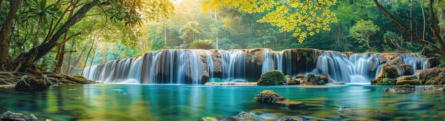 Obraz premium Tranquil Waterfall in Lush Jungle