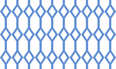 Seamless pattern with rhombuses in white and blue diamond line net, with squares block arrange as wall design for fabric print, wallpaper, background, vertical strip
