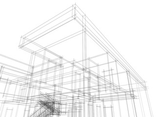 house building sketch architecture 3d illustration