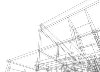 house building sketch architecture 3d illustration