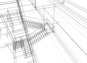 house building sketch architecture 3d illustration