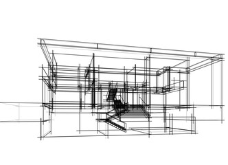 house building sketch architecture 3d illustration