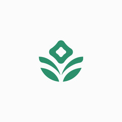 Flower simple logo. floral and leaf icon. green color