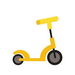 Vector picture of cartoon yellow scooter isolated on white background.