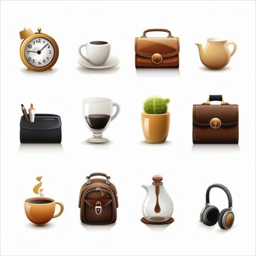 Assorted Items on White Background
