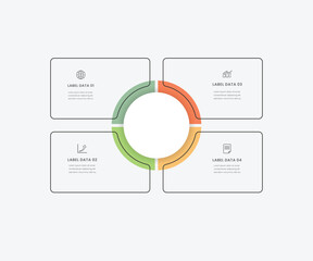 management business continual improvement infographic 4 point stage template with square and circle center matrix structure for slide presentation free design