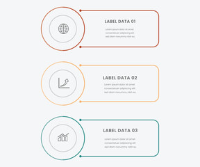 vertical timeline milestone infographic template banner with outline box and circle with arrow thin line with 3 point list information for slide presentation