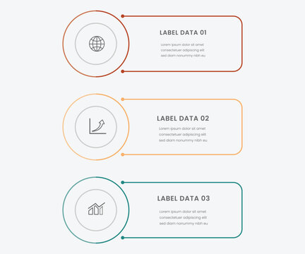 vertical timeline milestone infographic template banner with outline box and circle with arrow thin line with 3 point list information for slide presentation